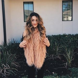 Urban outfitters pink shag scarf